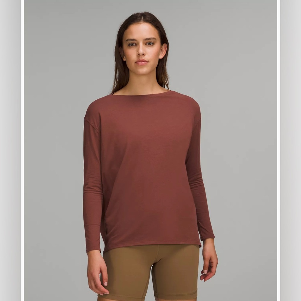 LULULEMON Back In Action Long Sleeve Shirt women’s size 12 in copper/brown